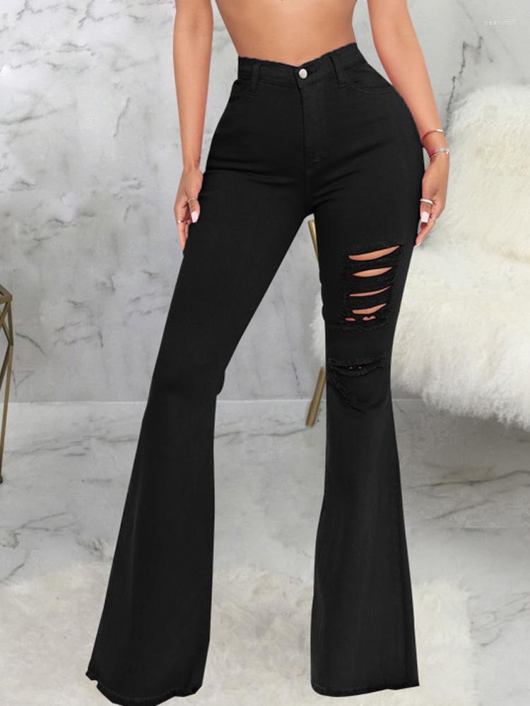 

Women' Jeans 2023 High Waist Color Flare Stretch Bell Bottom Pant Ladies Denim Ripped Women, 07