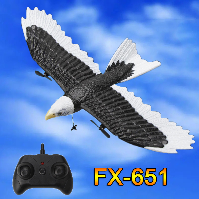 

ElectricRC Aircraft RC Plane Wingspan Eagle Bionic Fighter 24G Radio Remote Control Hobby Glider Airplane Foam Toys for Children Kids Gift 230607, Fx651-laoying