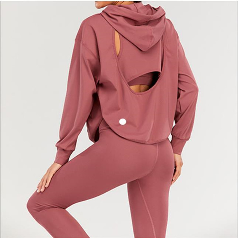 

lu Womens hooded Jacket Shrits Running Long Sleeve Women Casual Personality Outfits Autumn and Winter Sportswear Gym Fitness Wear Coat 7 Colors L-0155, Blue
