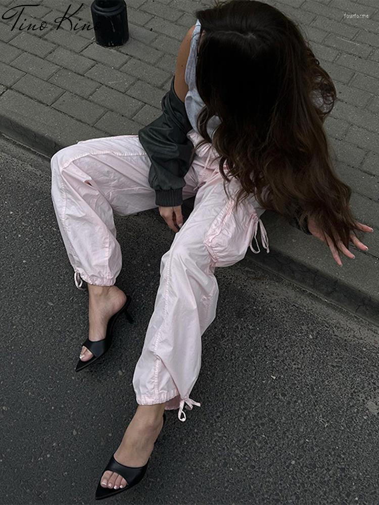 

Women's Pants Casual Loose Cargo Women Y2k Pocket Midi Waist Lace Up Female Trousers 2023 Summer Fashion Match All Streetwear Lady Pant, Pink