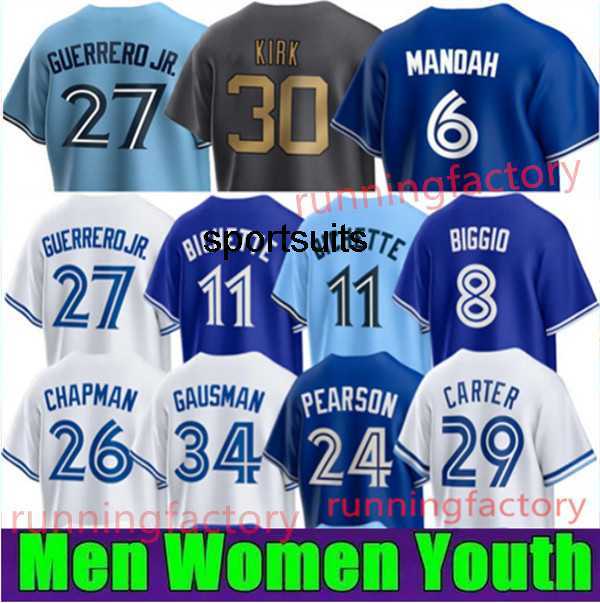 

Mens women youth Jerseys Vladimir Guerrero Jr. Baseball Jerseys Guerrero Jr 27 11 Bo Bichette Alek Manoah George Springer kids blue white Jays stitched, As 6