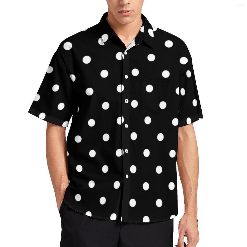 

Men's Casual Shirts Vintage 80S Black White Loose Shirt Beach Classic Polka Dots Hawaii Graphic Short Sleeves Oversize Blouses, Style-11