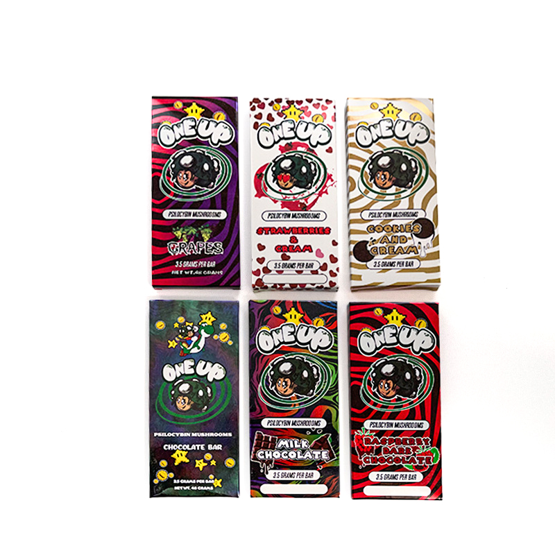 

One Up Chocolate Bar Mylar Packing Boxes 3.5 Grams Mushroom Wrapping Oneup Packaging Pack Package Box Coo kies and Cream With QR Code 6 Flavors