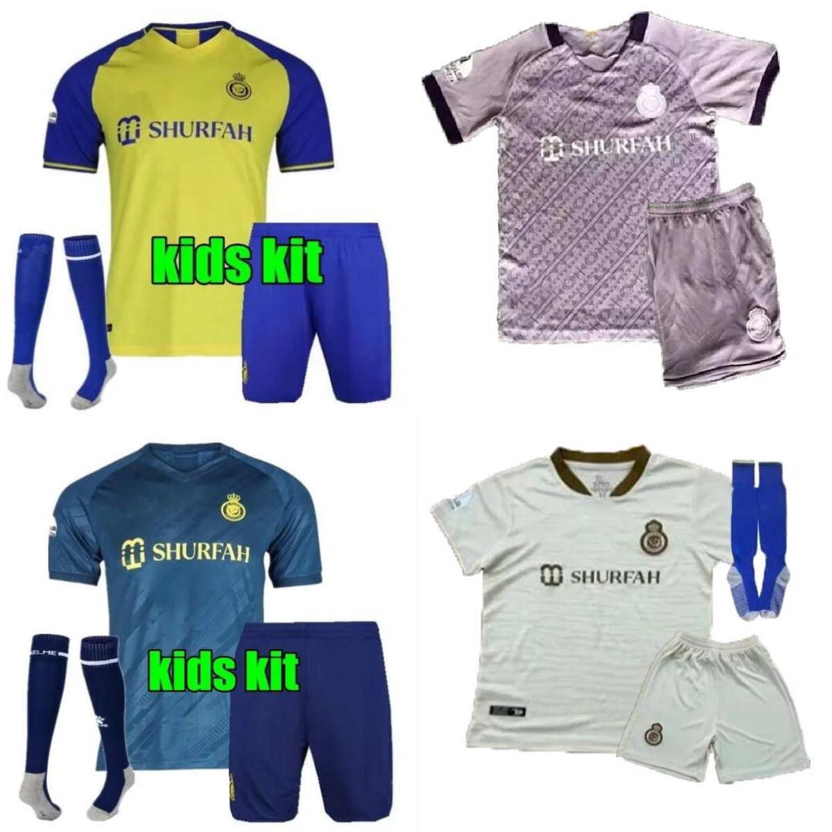 

2023 Al Nassr FC soccer Jerseys Ronaldo 2024 Home yellow away CR7 Gonzalo Martinez Talisca kids kit sock Football shiirt, Red