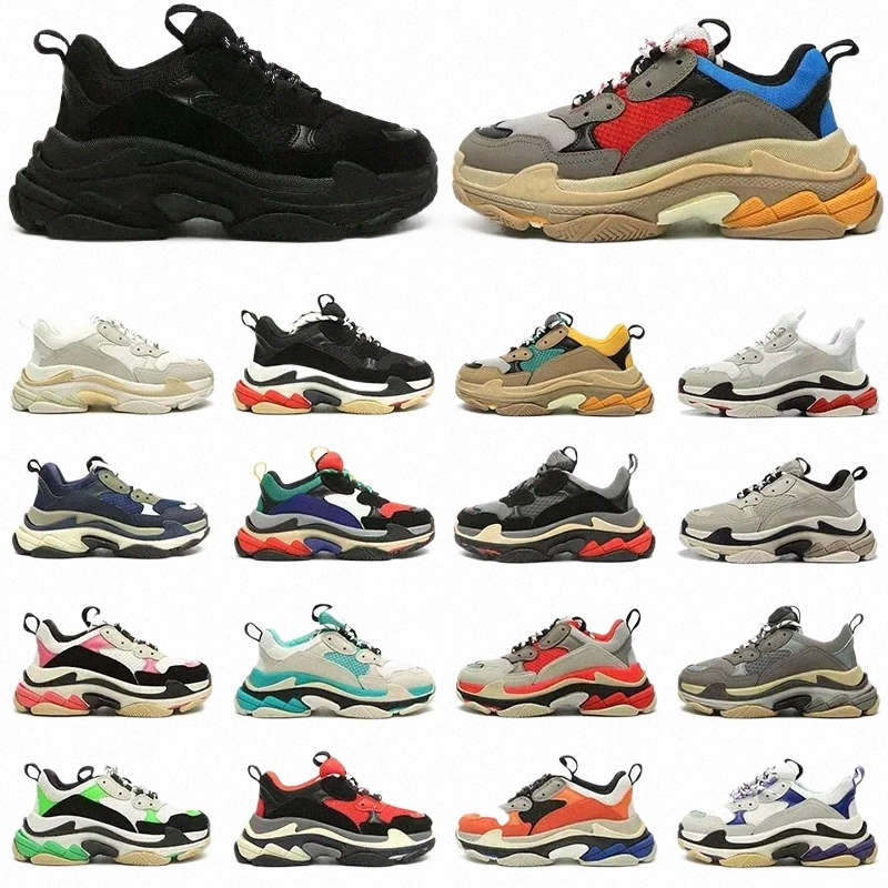 

casual triple s shoes designer men women platform sneakers Black White Beige Dark Grey Orange Khaki Rust Pink Bred Mint Green mens trainers Jogging Wa V4Gb#, 12