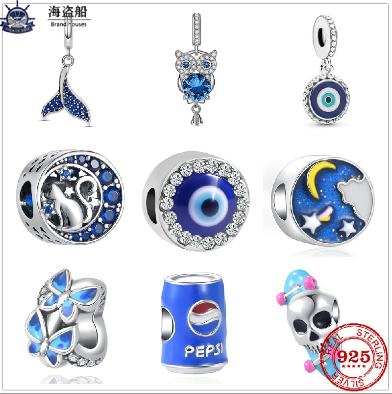 

For pandora charms authentic 925 silver beads Dangle Cat Whale Tail Pendant Bead