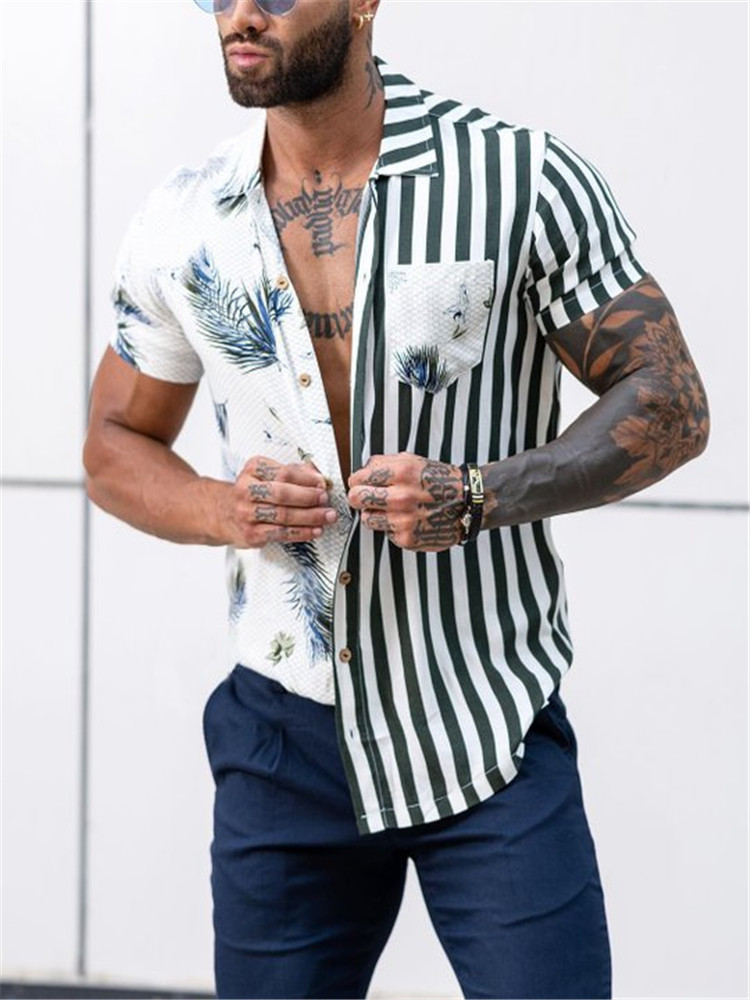 Revers pour hommes à manches courtes chemises entièrement imprimées décontracté Noël impression fleur hommes mode chemise polo de golf