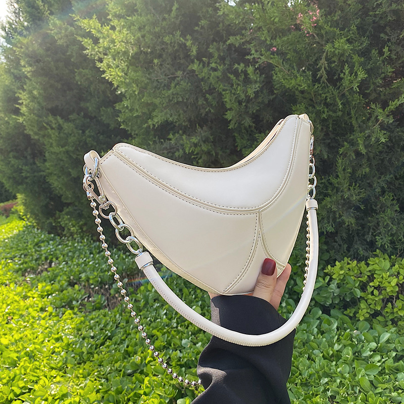 

Fashion Design Small Bag Women Simple Texture Saddle Bag Summer Geometric Underarm Bag, Black