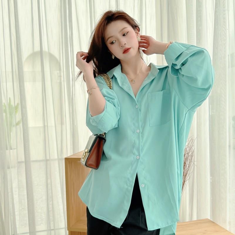 

Women's Blouses Fashion Lapel Solid Color Shirts Casual Long Sleeves Spring Summer Fall Winter Loose Buttons Streetwear, Pink