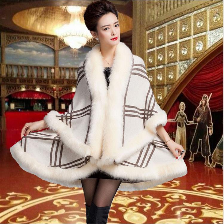 

Women's Knits Knitwears Women Sweater The Yards Cloak Shawl Imiation Female Fur Coat, Black