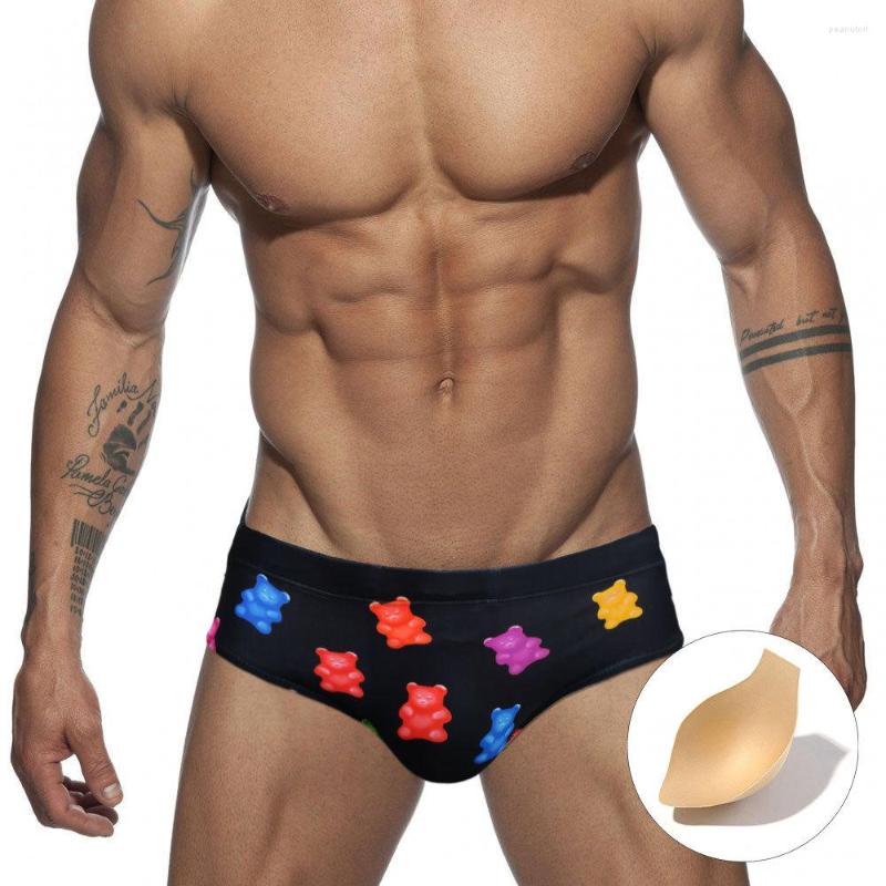 

Men's Swimwear Print Men Fashion Swim Suits Sexy Beachwear Male Summer Gay Boxer Bathing Suit Low Waist Swimsuit Man Push Pad Briefs, Uxh311