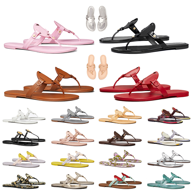

Designer Tory sandals famous women Slides Miller Soft Sandal Patent Leather Flip Flops coach Original Metal Millers torys Jelly Thong womens beach shoes size 36-41, E22