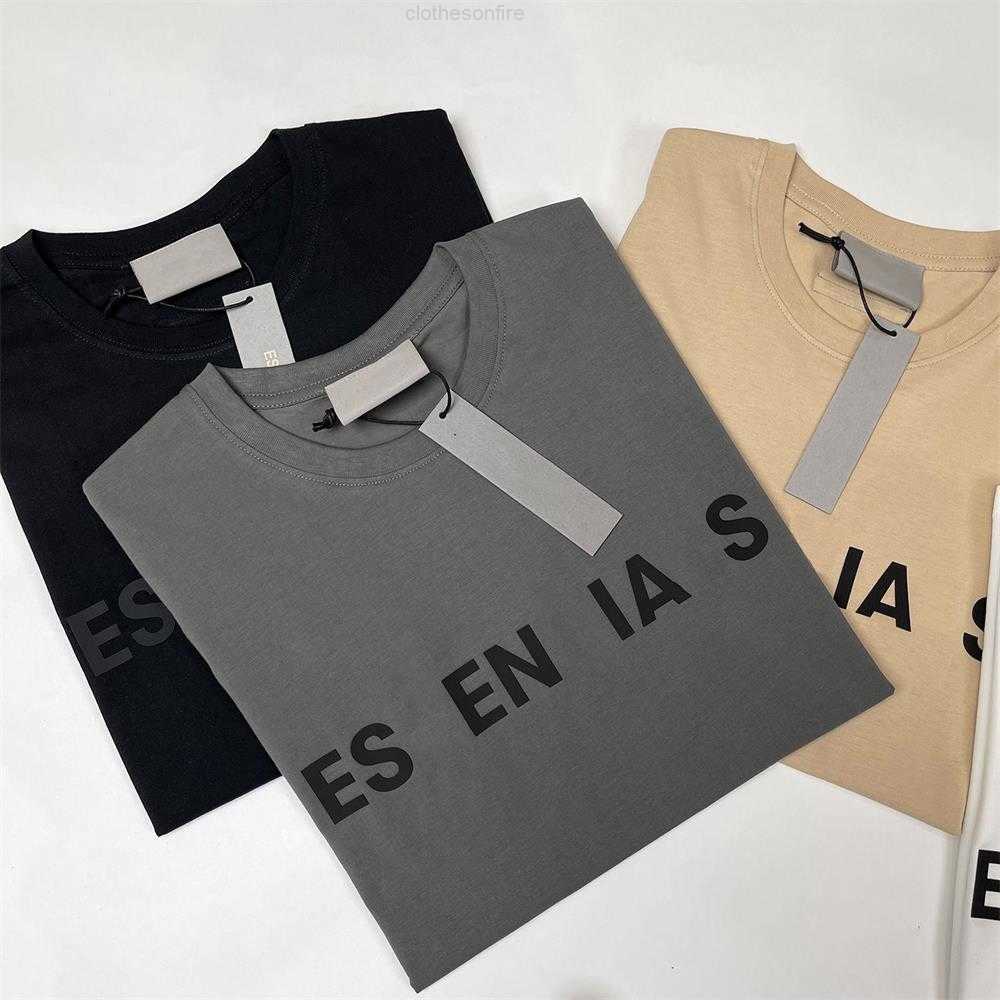 

Mens womans T shirts and polo shirts Fog double thread Essentia three dimensional silica gel letter trend loose high street brand ESS couple short sleeve shirt top 23, Es1