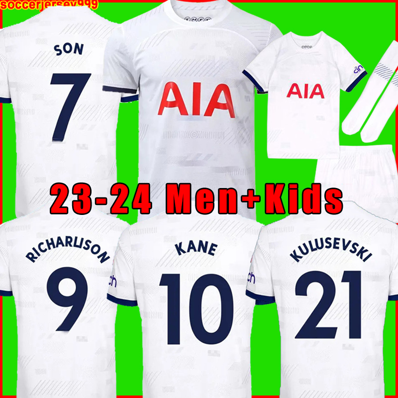 

KULUSEVSKI KANE SON Soccer Jerseys 23 24 RICHARLISON HOJBJERG SPENCE PERISIC DIER 2023 2024 LUCAS ROMERO Football kit shirt SPURS Third tops Men kids sets, 22/23 kids away