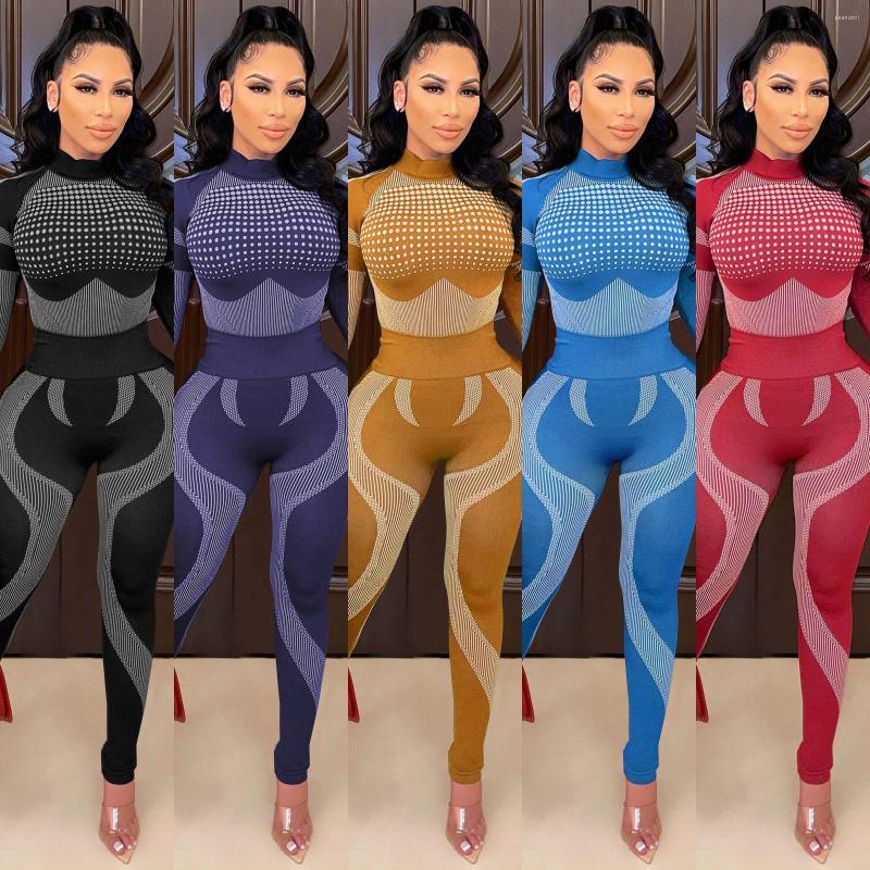 

Women' Two Piece Pants Women' Casual Two-piece Autumn And Winter Fashion Printed Long-sleeved Top Pencil Sports Suit, Black