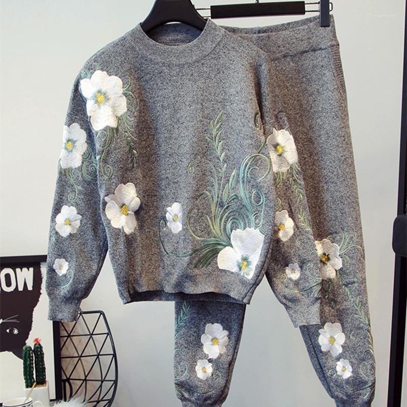 

Women's Two Piece Pants 2023 Winter Set Women Sweater Sets Suits Fashion Knitted Long Track Autumn Girl Suit, Picture color