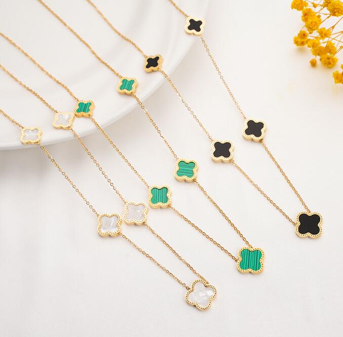 

6style Brand Pendant Flower Necklace 4/Four Leaf Clover with Diamonds Elegant Clover Necklaces for Woman Jewelry Gift Quality