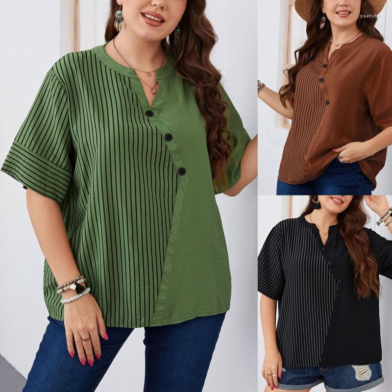 

Women's T Shirts Women's T-shirts Plus Size Striped Print T-shirt Short Sleeve Tee Shirt Loose Tops For Travel Outdoor Daily Vacation, Picture shown