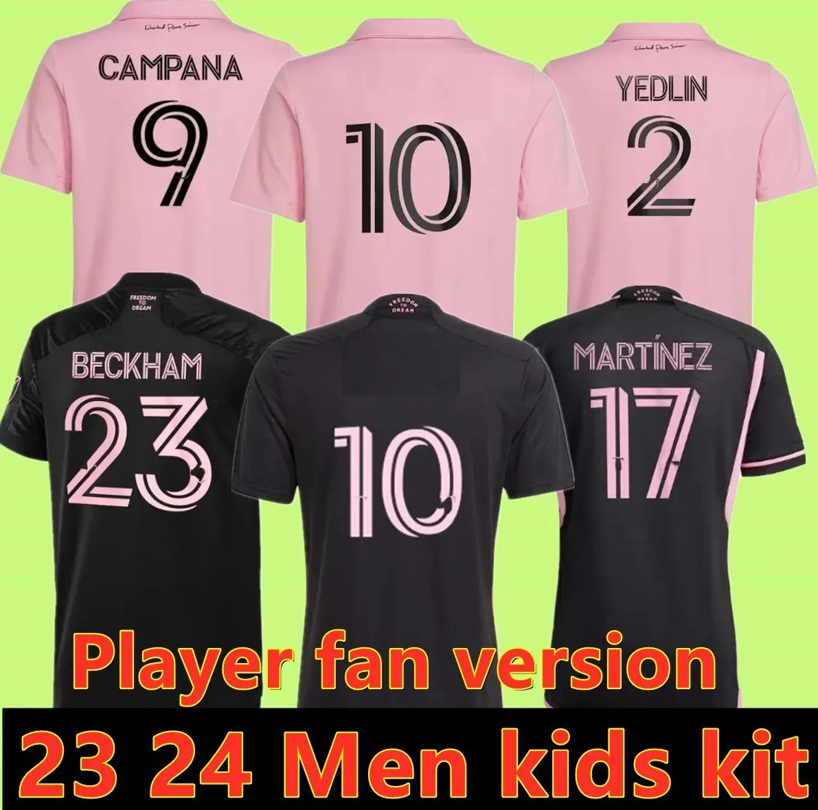 

CUSTOM 3XL4XL 2023 2024 Inter Miami Soccer Jerseys CF MeSSIS Matuidi HIGUAIN CAMPANA YEDLIN BECKHAM MLS 23 24 football men and kids Player F, Yellow