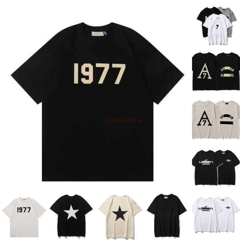 

Designer Fashion Luxury 1977 ess Classic T Shirt Mens And Womens Letter Printing Hip Hop FOG Top Summer Breathable High Street Cotton Loose Tees ess sport tshirt