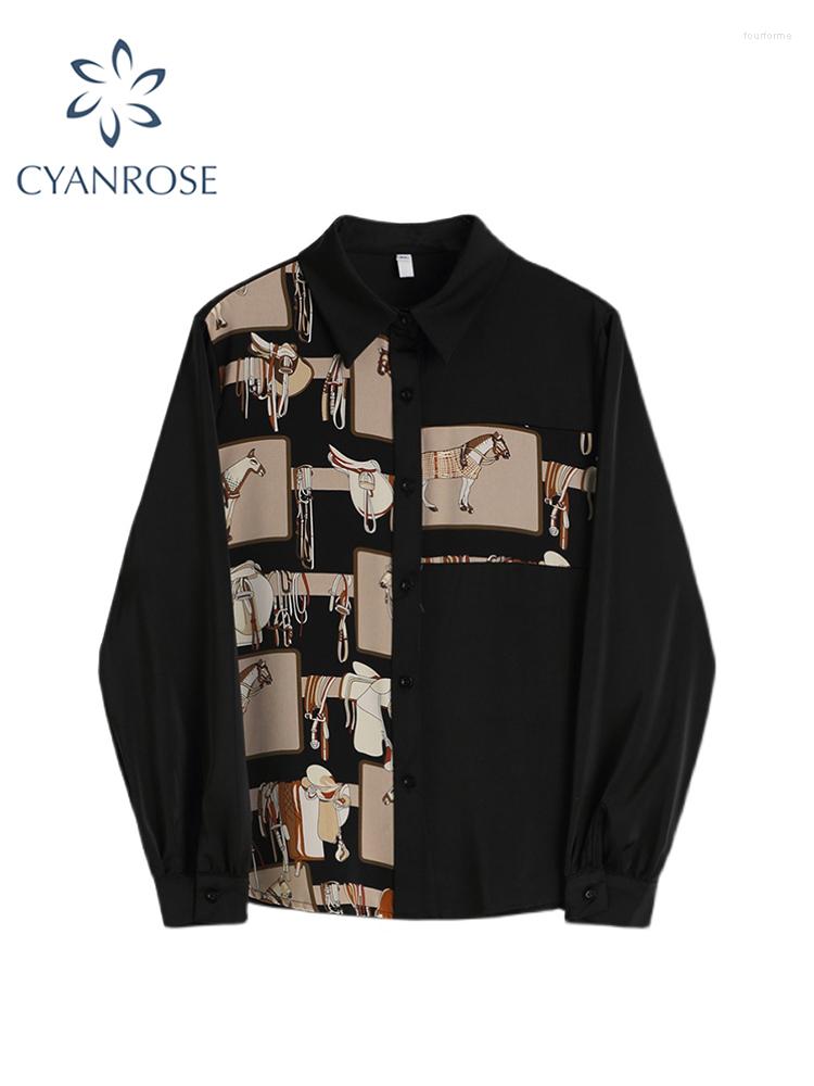 

Women' Blouses Graphic Print Shirt And Blouse Y2k Korean Harajuku Casual Fashion Elegant Vintage Black Gothic Long Sleeve