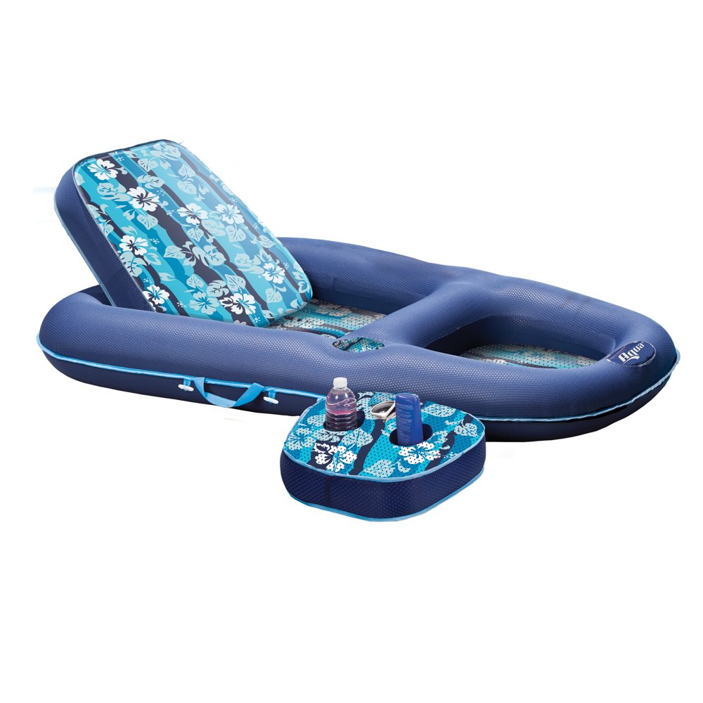 

2-in-1 Adult Recliner Tanner Pool Float, Blue