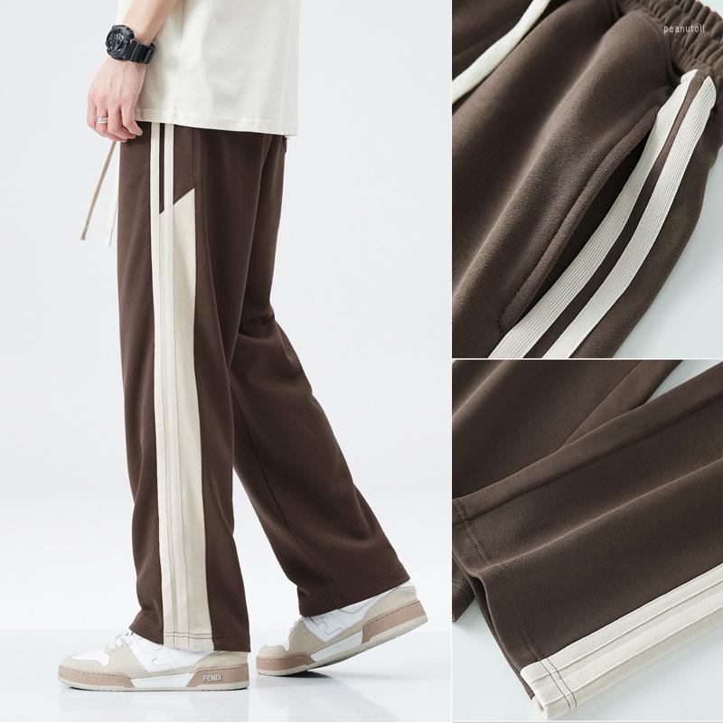 

Men' Pants Men' Clothing # Side Leg Vertical Casual Ins Simple Lanyard Guard Spring And Autumn Straight Tube Pure, Black