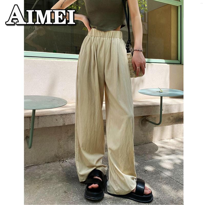 

Women' Pants Women' Y2K Clothes Vintage Apricot Ice Silk Casual High Waist Summer Baggy Wide Leg Jogger Korean Style 2023, Black