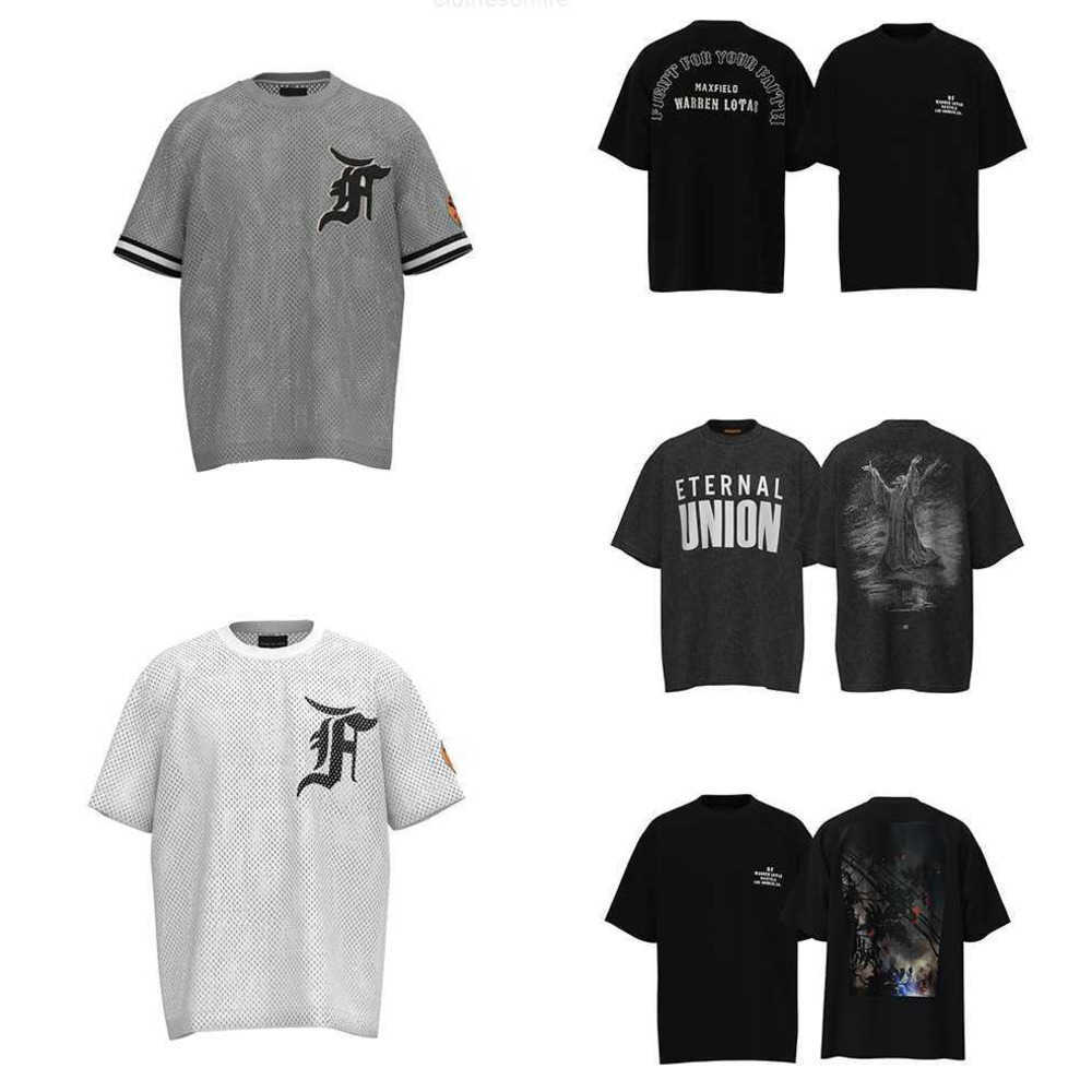 

ESS 2023 new designerMens brushed cotton TShirts FOG Luxury High Street Casual Biebers High Street Embroidered baseball mesh Couple retro short sleeve tee 2023