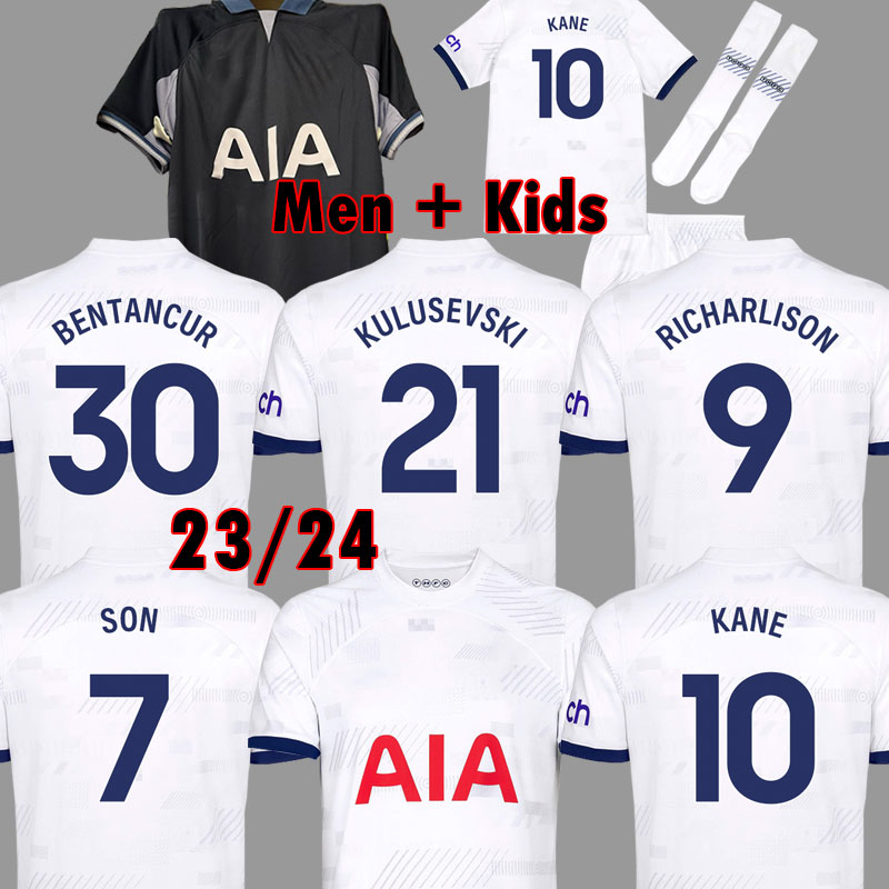 

22 23 24 KANE SON Soccer Jerseys RICHARLISON KULUSEVSKI PERISIC PEDRO PORRO 2023 2024 HOJBJERG DANJUMA TotTENham shirt blue ROMERO men kit kids equipment sets, 22 23 kids away socks
