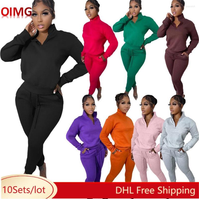 

Women's Two Piece Pants 10 Wholesale Sets Womens Outfits Fall Winter Fleece Tracksuits Long Sleeve Pullover Matching Jogger Suits 8747, Black