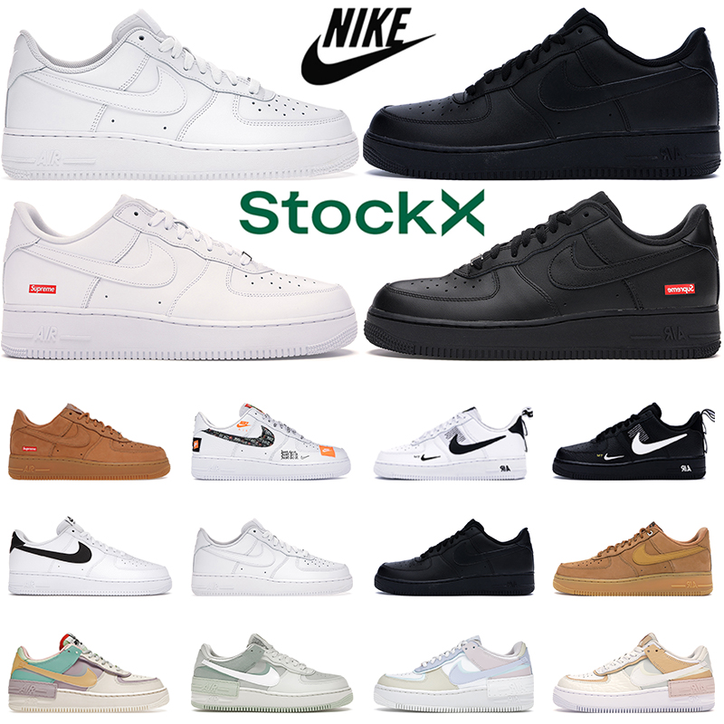 Nike Air Force 1 Low '07 Running Shoes Men Women af1 Supreme White Black Flax Spruce Aura Mens Trainers Sneakers