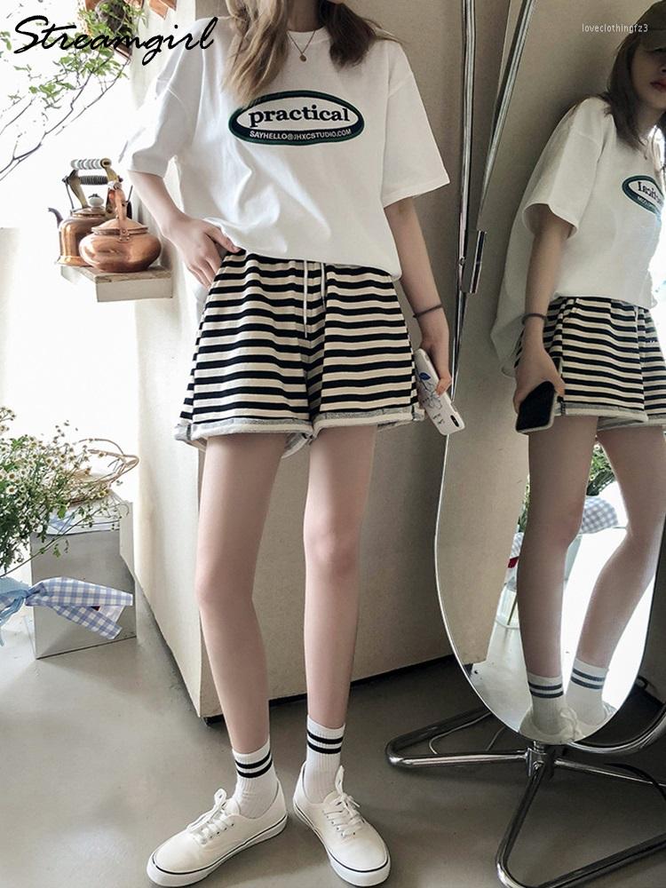 

Women' Shorts Loose A Line Striped For Women Summer Casual Short Sweatpants INS Wide Leg Elastic Waist 2023, Gray