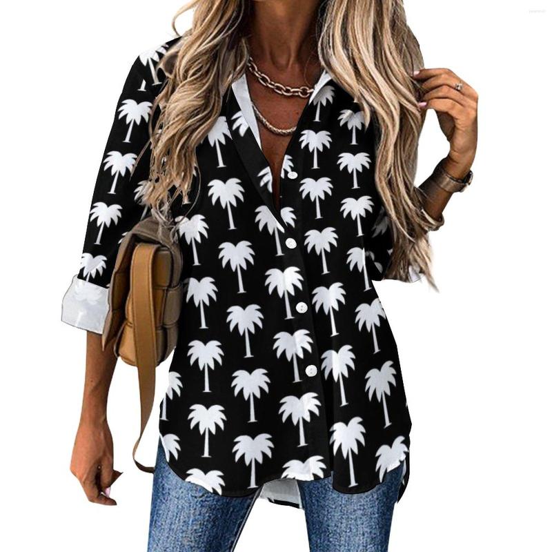 

Women' Blouses Beach Print Blouse Tropical Palm Tree Retro Custom Casual Womens Korean Fashion Shirt Autumn Long-Sleeve Oversized Top, Style-11