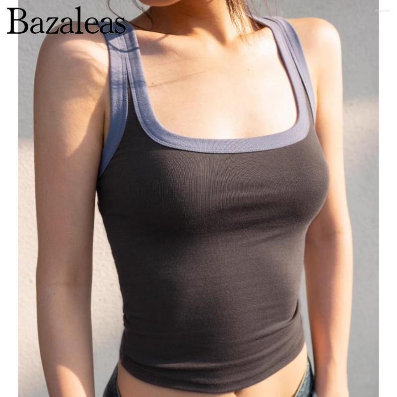 

Women' Tanks Women Fitness Summer Contrast Binding Crop Tank Top With Cut Out Back, Gray blue