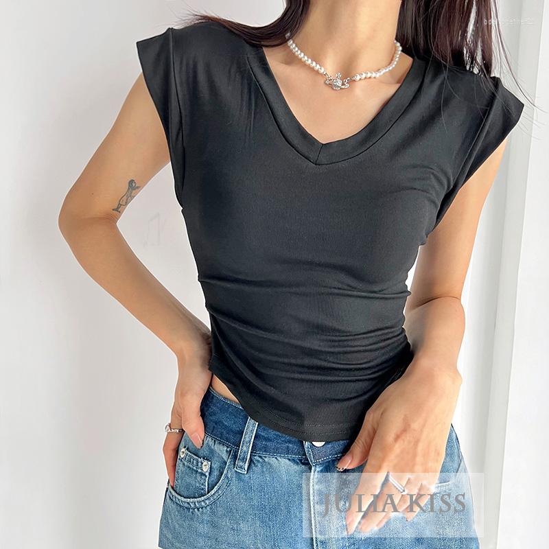 

Women' Tanks Women V Neck Gathered Side Tank Top, Black