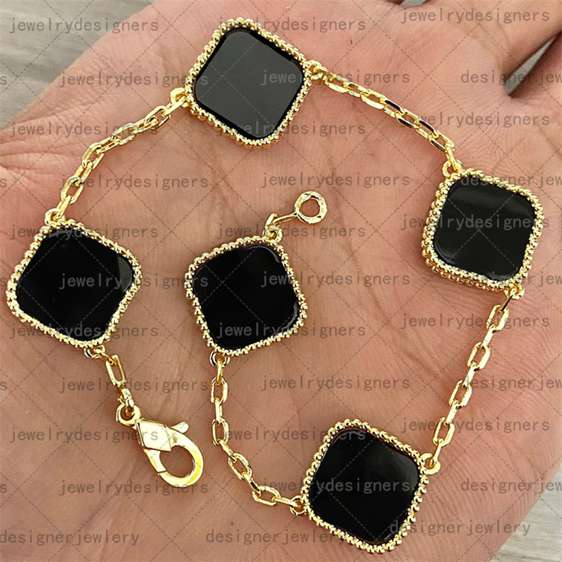

flower clover bracelet four leaf bangle woman jewelry charm cuff silver gold diamond agate shell white black leafs chain womens and mens lovers bracelets gifts