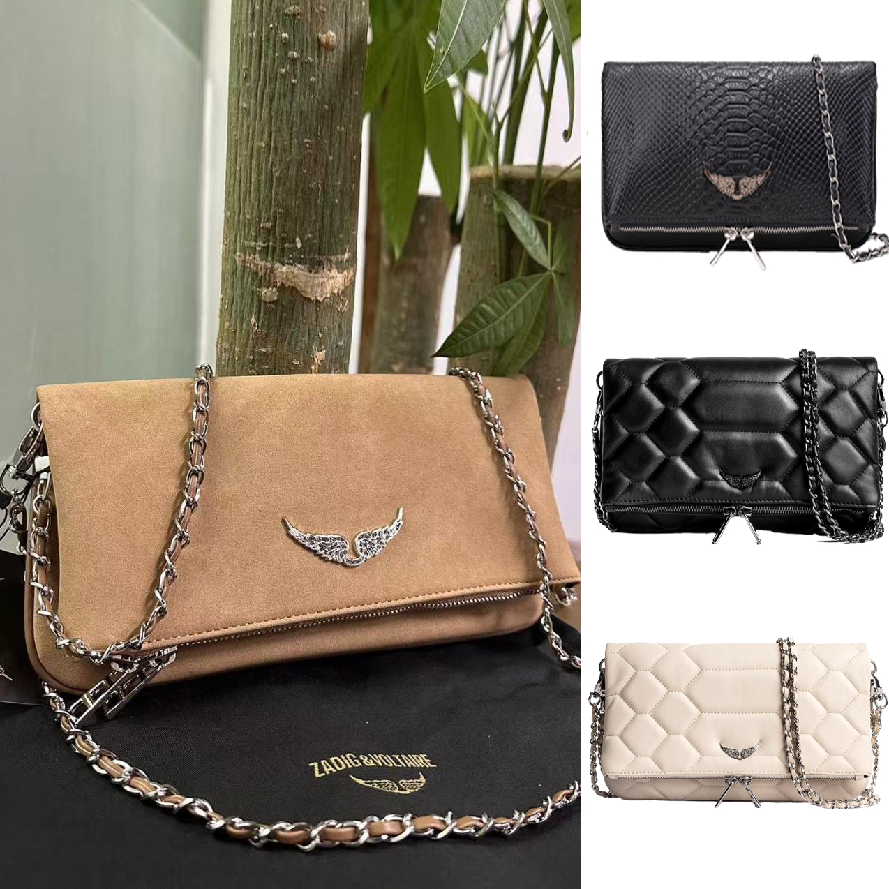 

Zadig TotesToiletry Rock Swing Shoulder bag Your Wing Cross Body Voltaire handbag luxurys Designer leather classic Women mens cosmetic Wallets classic Clutch Bags, White diamond pattern