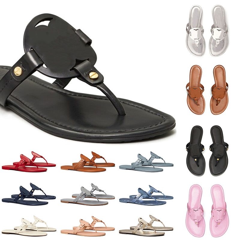 

designer fashion brand women miller sandals soft leather sneakers tory burchs metallic snake slides slippers luxury slide flip flops ladies, C4 36-40
