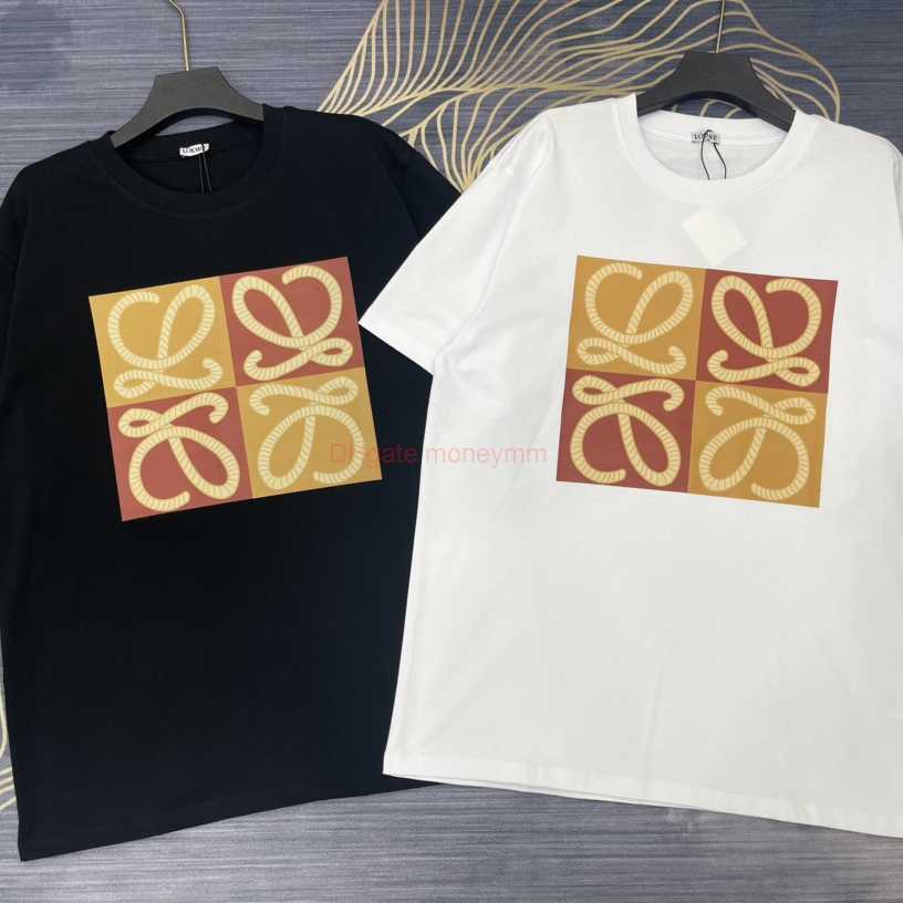 

Designer Fashion Clothing Tees Tshirts Loewe Spring and Summer New Hemp Rope Letter Short Sleeved Tshirt Highend Trend Mens and Womens Ins Short Sleeved Tshirt Luxur, Black