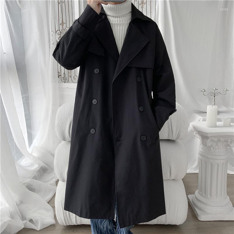 

Men' Jackets Long Trench Coat Jacket Men Cotton Autumn Spring Black Hip Hop Japanese Coats Streetwear Windbreaker Casual, Beige