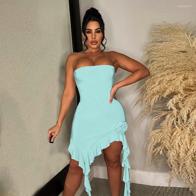 

Casual Dresses Sexy Mesh Club Dress With Strapless All Over Women Sleeveless Bodycon Strap Summer Side Tassel Night Party 2023, Black