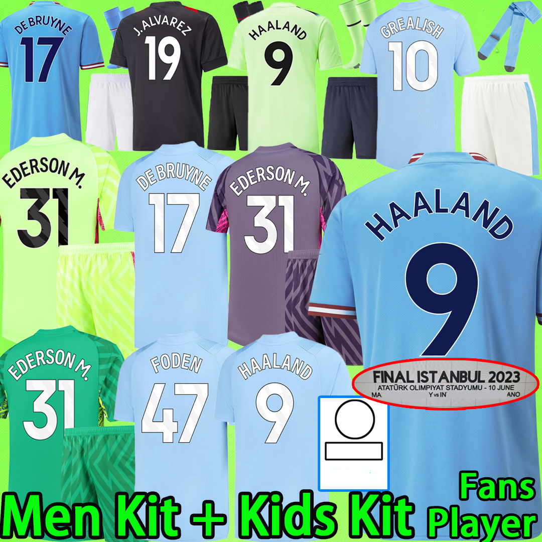 

Final 23 24 MAN citys soccer jerseys men sets kids kits HAALAND fans player version ALVAREZ 2023 2024 GREALISH FODEN football shirts DE BRUYNE BERNARDO MANCHESTERS, 23/24 fans version
