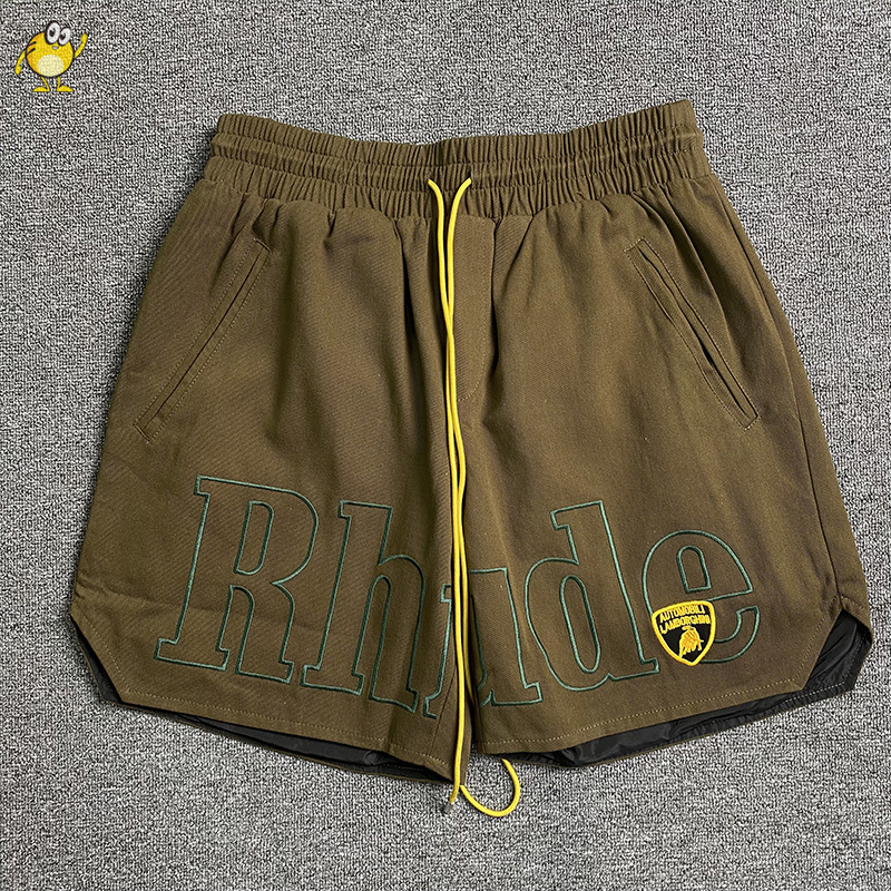 

Shorts Casual Men Woman Streetwear 1 Quality Letter Embroidery Green Joggers