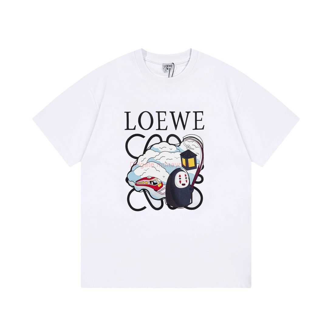 

Designer Fashion Clothing Tees Tshirts Loewe Special Offer for New Store 23ss Summer Short Sleeve Mens Tshirt Qianyou Qianxun Printed Casual Top High End Style Luxur, Black