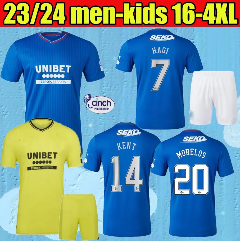 

23 24 Rangers Soccer Jerseys Glasgow 2023 2024 home away TEE CHAMPIONS 150th Legendary version DEFOE BARKER MORELOS Men kids training Football Shirt, Players3