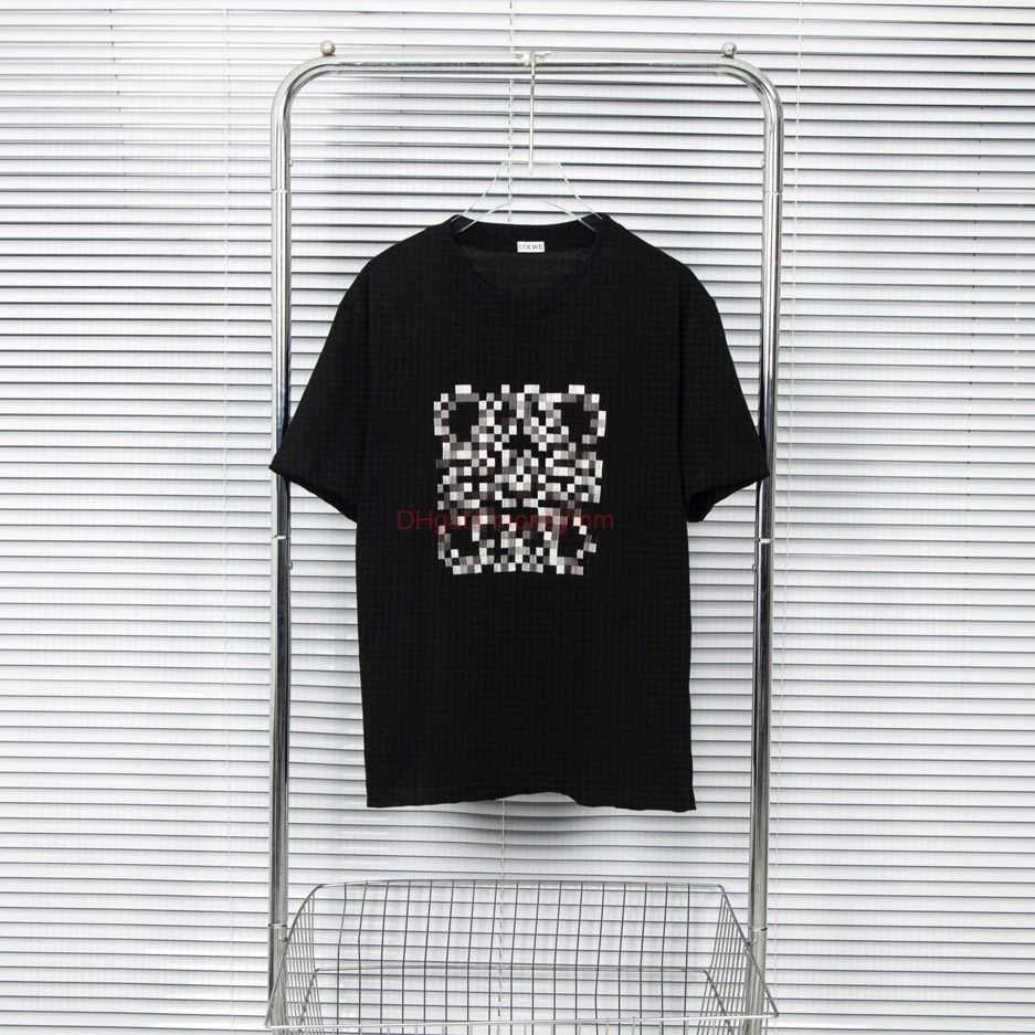 

Designer Fashion Clothing Tees Tshirts Loewe Mosaic Printed Short Sleeve Tshirt Mens and Womens Fashion Brand Pure Cotton Loose Casual Couple Half Ins Luxury Casual, Black replica version