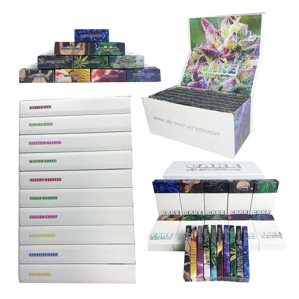 

Gen 6 Cake Disposable Vape Pens E-Cigarettes vaporizer starter kit 280mAh rechargeable battery Empty 1ml e-cig cartridges 1 Gram pod carts with packaging 20 Strains