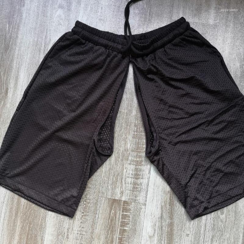 Mens Pants Summer Ice Silk Casual Double-headed Invisible Zipper Open-crotch Mens Outdoor Convenience Sex Shorts Men Fashion