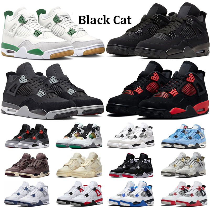 

4S sports shoes 4 Men basketball shoes four Retro Military Black Cat Bred UNC University Blue Oreo White Grey Women Pure Royalty Outdoor Sneakers size 36-47